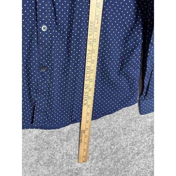 Express Extra Slim Polka Dot Long Sleeve Button Up Shirt Mens Size Large Blue - Picture 7 of 7